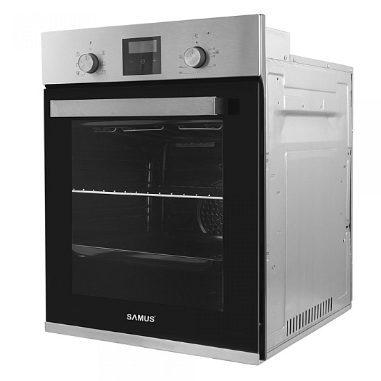 Cuptor incorporabil Samus SCE458GTXV, 1900 W, 47L, Latime 45 cm, 6 functii, Clasa energetica A, Grill, Timer, Ventilator, Gatire automata, Blocare acces copii, Negru/Inox