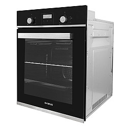 Cuptor incorporabil Samus SCE459GTBV, 1900 W, 47L, 6 functii, Latime 45 cm, Clasa energetica A, Grill, Timer, Ventilatie, Gatire automata, Blocare acces copii, Negru/Inox