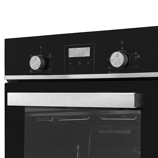 Cuptor incorporabil Samus SCE459GTBV, 1900 W, 47L, 6 functii, Latime 45 cm, Clasa energetica A, Grill, Timer, Ventilatie, Gatire automata, Blocare acces copii, Negru/Inox