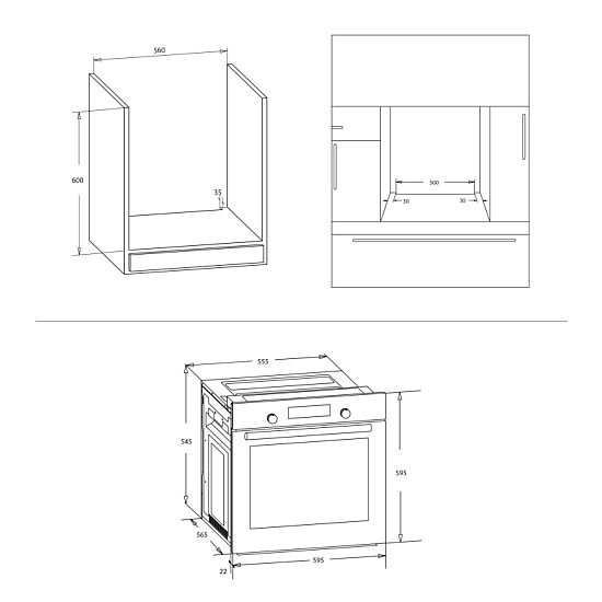 Cuptor Incorporabil Samus SCE8171BGV, 80 L, 7 Functii, Ventilator, 2500 W, Grill electric, Clasa energetica A, Negru/Inox