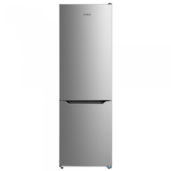 Combina Frigorifica Samus SCX398NFE, 310 L, Full No Frost, Clasa energetica E, Termostat cu control electronic, 3 sertare la congelator, H 188 cm, Inox/laterale argintii