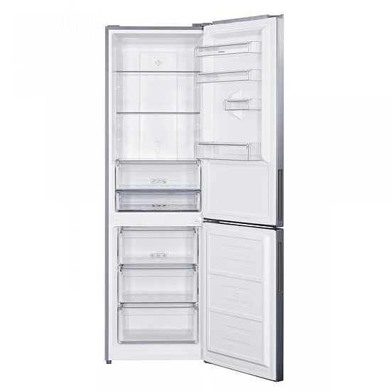 Combina Frigorifica Samus SCX486NFE, 347 L, Full No Frost, Clasa energetica E, Termostat electronic, 3 sertare la congelator, H 195 cm, Inox/ Argintiu