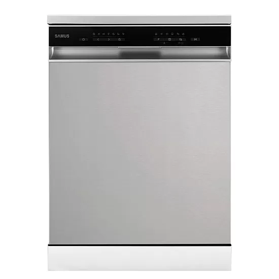 Masina de spalat vase Samus SDBX614.8, 14 seturi, 8 Programe, Latime 60 cm, Clasa energetica D, Afisaj electronic, Inox/Negru