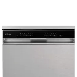 Masina de spalat vase Samus SDBX614.8, 14 seturi, 8 Programe, Latime 60 cm, Clasa energetica D, Afisaj electronic, Inox/Negru