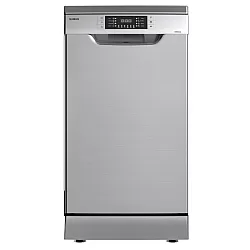 Masina de spalat vase Samus SDX410.8, 10 seturi, Latime 45 cm, 8 Programe, Clasa energetica E, Afisaj electronic, Pornire intarziata, Inox/Argintiu