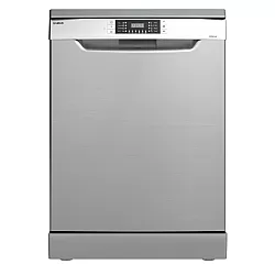 Masina de spalat vase Samus SDX614.8, 14 seturi, Latime 60 cm, 8 programe, Clasa energetica E, Afisaj electronic, Pornire intarziata, Sertar pt tacamuri Inox/Argintiu