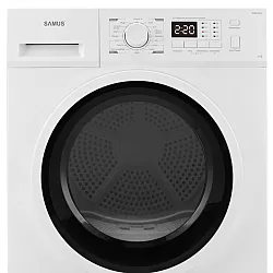 Uscator de rufe Samus SGDP-824, 8 kg, Tip procedura uscare pompa de caldura, 16 programe, Clasa energetica E, Anti-sifonare, Blocare acces copii, Pornire intarziata, Alb
