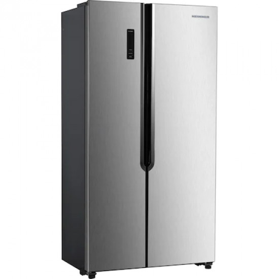 Frigider Side by side Heinner HSBS-H442NFXE++, 436 l, No Frost, Clasa E, Display, functie smart, Congelare si racire rapida, H 177 cm, Argintiu