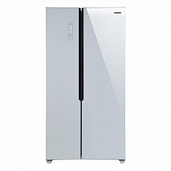 Frigider side by side Heinner HSBS-H442NFGWHE++, 442 l, Total NoFrost, Display, Clasa E, H 177 cm, Sticla alba