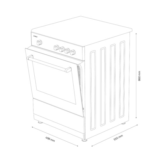 Aragaz Samus SM 450BXS, 4 Arzătoare, Siguranță plită + cuptor, Geam dublu la cuptor, Cuptor gaz, Argintiu