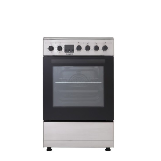 Aragaz Samus SM564VTE INOX, Electric, 4 arzatoare, 10 functii cuptor, grill, convectie 3D, timer digital, lumina interioara, inox