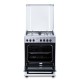 Aragaz Samus SM662AENS1 INOX, 4 arzatoare gaz( 1 arzator Wok), cuptor electric, 56 L, gratare fonta, aprindere electrica, Grill, lumina interioara, INox/laterale argintii