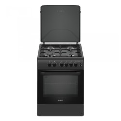 Aragaz Samus SM664BPGS, 4 arzatoare, 1 WOK, Cuptor gaz, Aprindere electrica, Siguranta plita si cuptor, Antracit