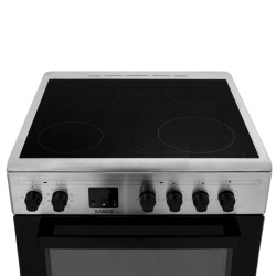 SM664VTE INOX, Plita vitroceramica, 4 zone de gatit, 10 functii cuptor, Grill, Convectie 3D, 56 L, Timer, 59.8x61 cm, Inox