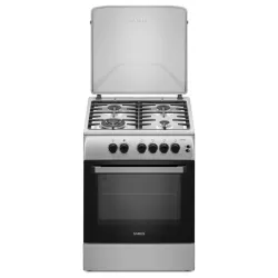 Aragaz Samus SM664XPGS1, 4 arzatoare gaz, cuptor gaz, aprindere electrica plita, timer, grill, sigurante plita si cuptor, Inox/laterale argintii