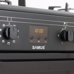 Aragaz Samus SM665AENS ANTHRACIT, 4 Arzătoare Gaz, Cuptor Electric cu 10 Funcții, Clasa A, Aprindere Electrică, 56 L, 60 cm, Antracit