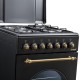Aragaz rustic Samus SR550EL3B1, 3 arzatoare pe gaz + 1 electric, cuptor electric, 48 L, 3 functii, aprindere electrica, Timer mecanic, Aprindere eletrica, Negru
