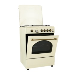 Aragaz rustic Samus SR660G4C1, 4 arzatoare + cuptor pe gaz, Aprindere electrica prin buton la plita, Vintage Beige