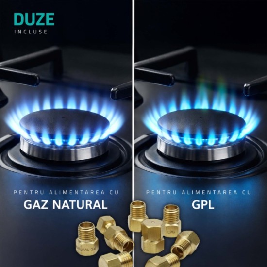 Aragaz rustic Samus SR660S4C1, 4 arzatoare (1Wok), Cuptor pe gaz, 55 L, Gratare din fonta, Aprindere electrica plita, Timer mecanic, Beige