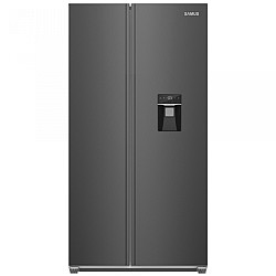 Side by side Samus SSBX-559NFDE, 439 L, Full No Frost, Clasa energetica E, Dozator apa, Afisaj LCD, H 177 cm, Inox/Negru