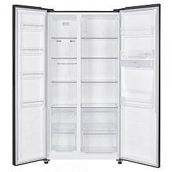 Side by side Samus SSBX-559NFDE, 439 L, Full No Frost, Clasa energetica E, Dozator apa, Afisaj LCD, H 177 cm, Inox/Negru