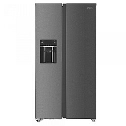 Side by side Samus SSX-670NFIDE, 513 L, Full No Frost, Afisaj LCD, Dozator apa si gheata, Clasa energetica E, Inox/laterale argintii