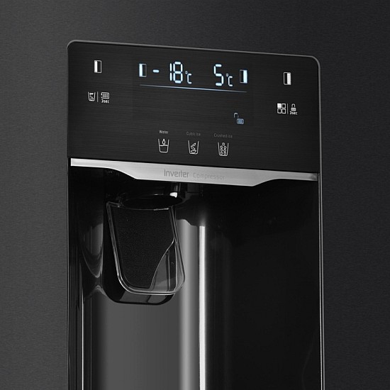 Side by side Samus SSX-670NFIDE, 513 L, Full No Frost, Afisaj LCD, Dozator apa si gheata, Clasa energetica E, Inox/laterale argintii