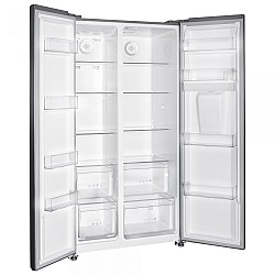 Side by Side Samus SSX-669NFWDE, 529 L, Full No Frost, Dozator apa, Clasa energetica E, Afisaj LCD, H 177 cm, Inox/Argintiu(laterale)