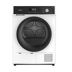 Uscator de rufe Samus SWDP-816, 8 kg, Afisaj electronic, Tip procedura uscare pompa de caldura, 16 programe, Clasa energetica E, Anti-sifonare, Blocare acces copii, Pornire intarziata, Alb/Negru