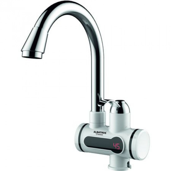 Robinet instant apa calda Albatros Premium, element de incalzire al apei din inox, afisaj LCD, 3000 W, Alb