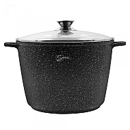 Oala inalta cu capac Samus 32X22 cm, 14l – TOL322-OIC, TOLEDO LINE, Invelis marmura antiaderenta, Capac din sticla termorezistenta, Negru