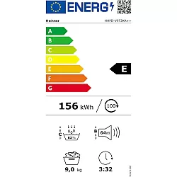Uscator de rufe Heinner HHPD-V9T2KA++, Pompa de caldura, 9 kg, 15 programe, Clasa E, Display LED, Purebeam+, Iluminat cuva, Usa reversibila, Indicator curatare filtru scame, Indicator rezervor colectare apa plin, Blocare acces copii, Alb