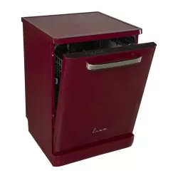 Masina de spalat vase Fram FDW-VRR606BDE++, 12 seturi, 6 programe, Clasa E, Display LED, Pornire intarziata, Aquastop, 60 cm, Visiniu