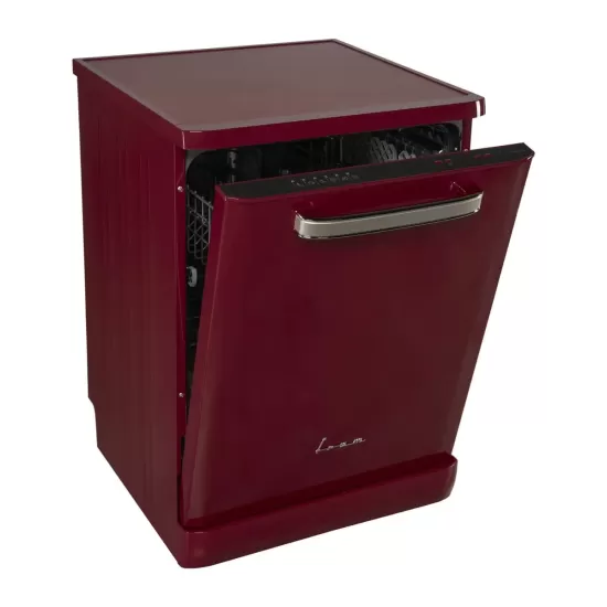 Masina de spalat vase Fram FDW-VRR606BDE++, 12 seturi, 6 programe, Clasa E, Display LED, Pornire intarziata, Aquastop, 60 cm, Visiniu