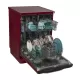 Masina de spalat vase Fram FDW-VRR606BDE++, 12 seturi, 6 programe, Clasa E, Display LED, Pornire intarziata, Aquastop, 60 cm, Visiniu