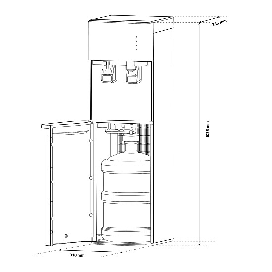 Dozator de apa de podea cu compresor Samus WDSF-253CW, Putere incalzire apa 500 W, Putere racire apa 85 W, Bidon 11/19 L, Incarcare frontala, Siguranta copii, Alb