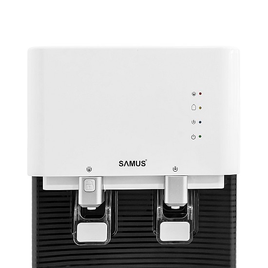 Dozator de apa de podea cu compresor Samus WDSF-253CW, Putere incalzire apa 500 W, Putere racire apa 85 W, Bidon 11/19 L, Incarcare frontala, Siguranta copii, Alb