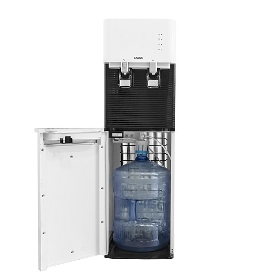 Dozator de apa de podea cu compresor Samus WDSF-253CW, Putere incalzire apa 500 W, Putere racire apa 85 W, Bidon 11/19 L, Incarcare frontala, Siguranta copii, Alb