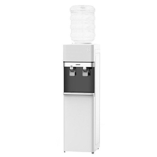Dozator de apa cu compresor Samus WDST-251CW, Putere incalzire apa 500 W, Putere racire apa 85 W, Bidon 11/19 L, Dulap de depozitare, Siguranta copii, Alb