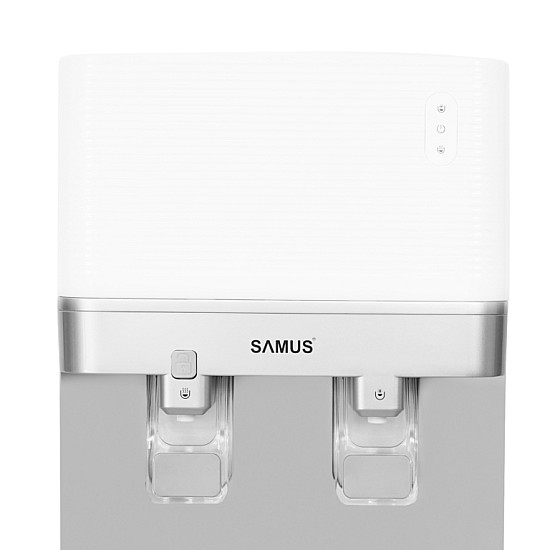 Dozator de apa Samus WDST-252CWS, Putere incalzire apa: 500 W, Debit maxim apa calda: 5 litri/h, Sursa de apa: Bidon (11/19 litri), Debit maxim apa rece: 2 litri/h, Putere racire apa: 85 W, Alb/Argiintiu