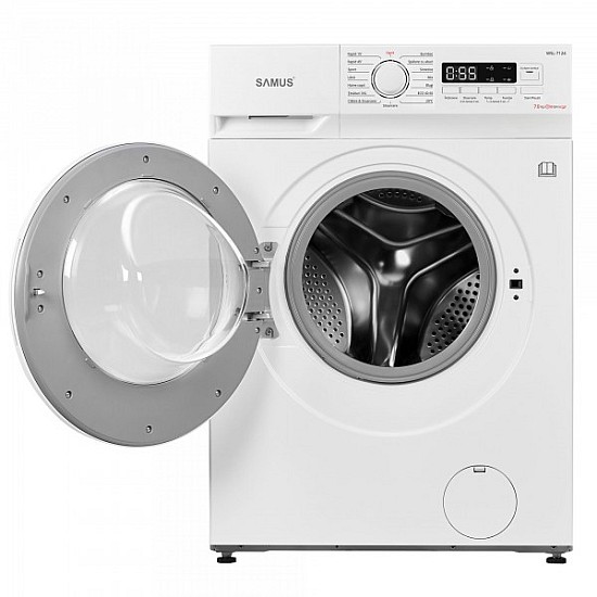 Masina de spalat rufe Samus WSL-7124,7 Kg, 15 programe, 1200 rotatii, Slim, Clasa D, Blocare acces copii, Alb