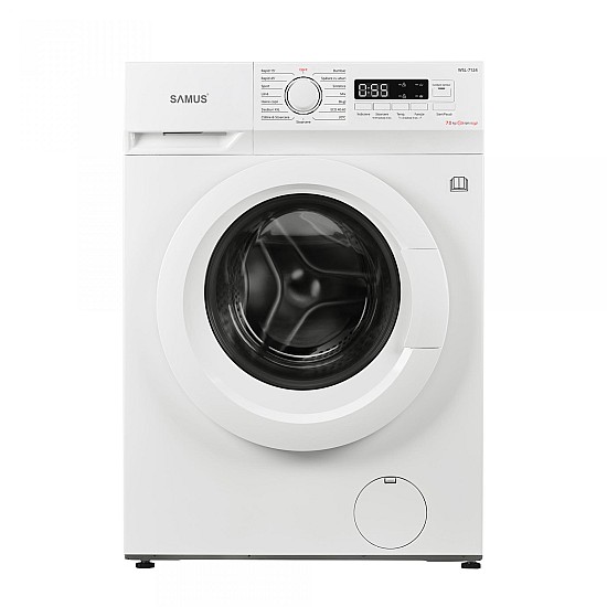 Masina de spalat rufe Samus WSL-7124,7 Kg, 15 programe, 1200 rotatii, Slim, Clasa D, Blocare acces copii, Alb