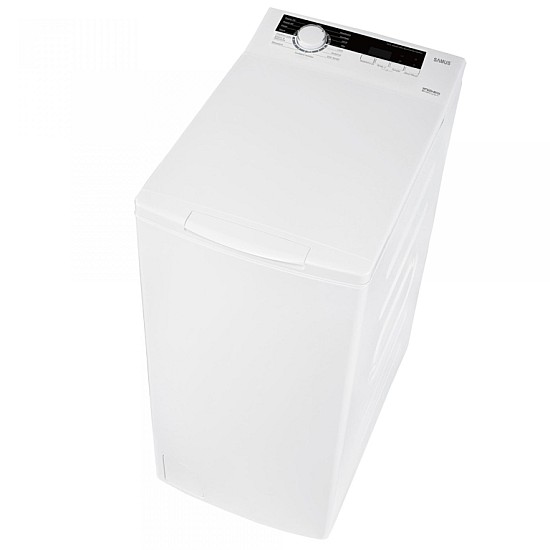 Masina de spalat rufe cu incarcare verticala Samus WTSGDI-80133, 8 kg, Motor Inverter, 15 Programe, 1300 rotatii, Clasa energetica A, Afisaj electronic, Blocare acces copii, Alb