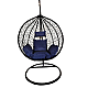 Balansoar suspendat Leon Heinner, 115x68x108/195 cm, otel/rattan sintetic, gri antracit/albastru