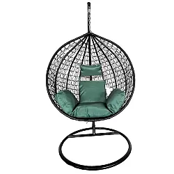 Balansoar suspendat Linea Heinner, 115x68x108/195 cm, otel/rattan sintetic, gri antracit/verde