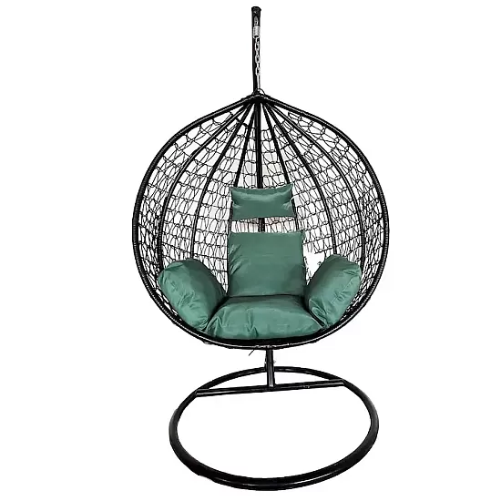 Balansoar suspendat Linea Heinner, 115x68x108/195 cm, otel/rattan sintetic, gri antracit/verde