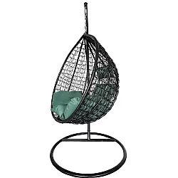 Balansoar suspendat Linea Heinner, 115x68x108/195 cm, otel/rattan sintetic, gri antracit/verde