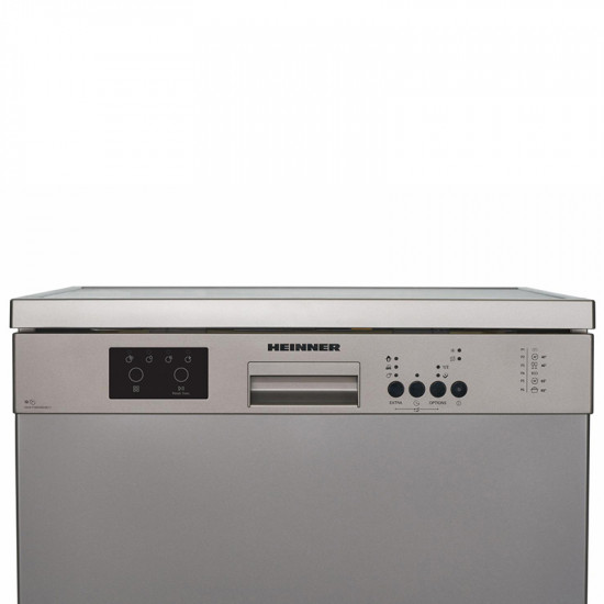 Mașină de spălat vase Heinner HDW-FS6006DSE++, 12 Seturi, 6 programe, Clasa E, Half load, Blocare acces copii, 60 cm, Argintiu