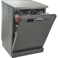 Masina de spalat vase Heinner HDW-FS6006DGE++ , 12 Seturi, 6 programe, Clasa E, Half load, Aquastop, 60 cm, Antracit