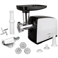 Masina de tocat carne Heinner MG-2100BKWH, 2100 W, accesoriu rosii, Cutit Inox, Negru/Alb